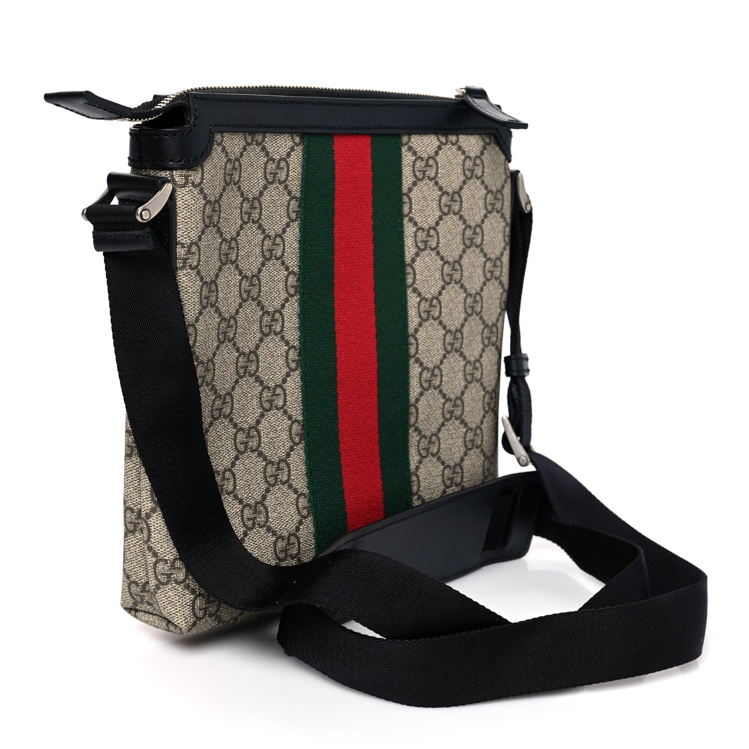 GUCCI GG SUPREME MONOGRAM WEB MESSENGER BAG