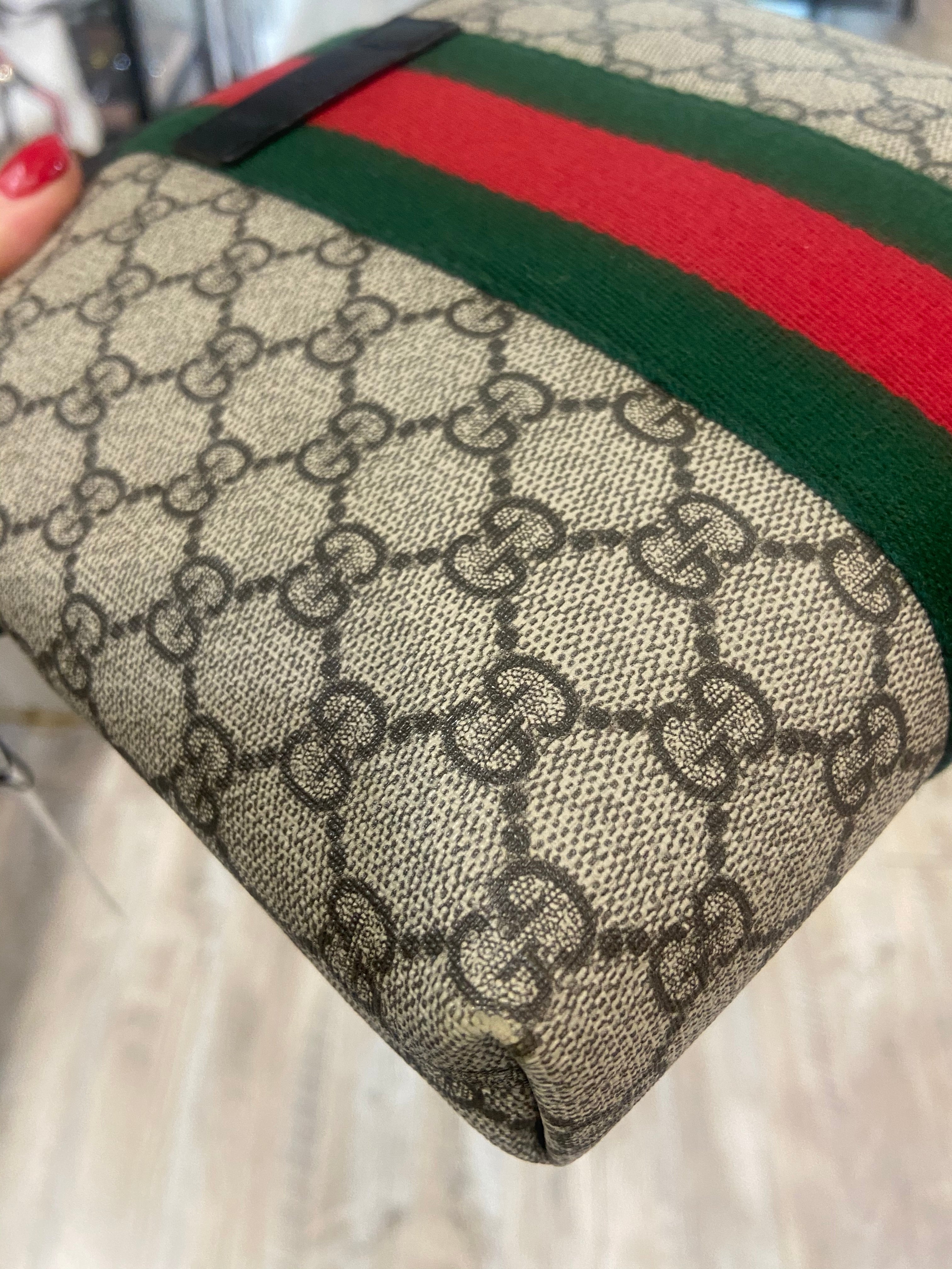 GUCCI GG SUPREME MONOGRAM WEB MESSENGER BAG