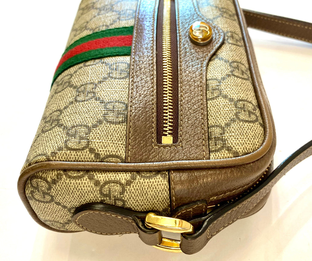 GUCCI GG SUPREME MONOGRAM WEB MINI OPHIDIA CROSSBODY
