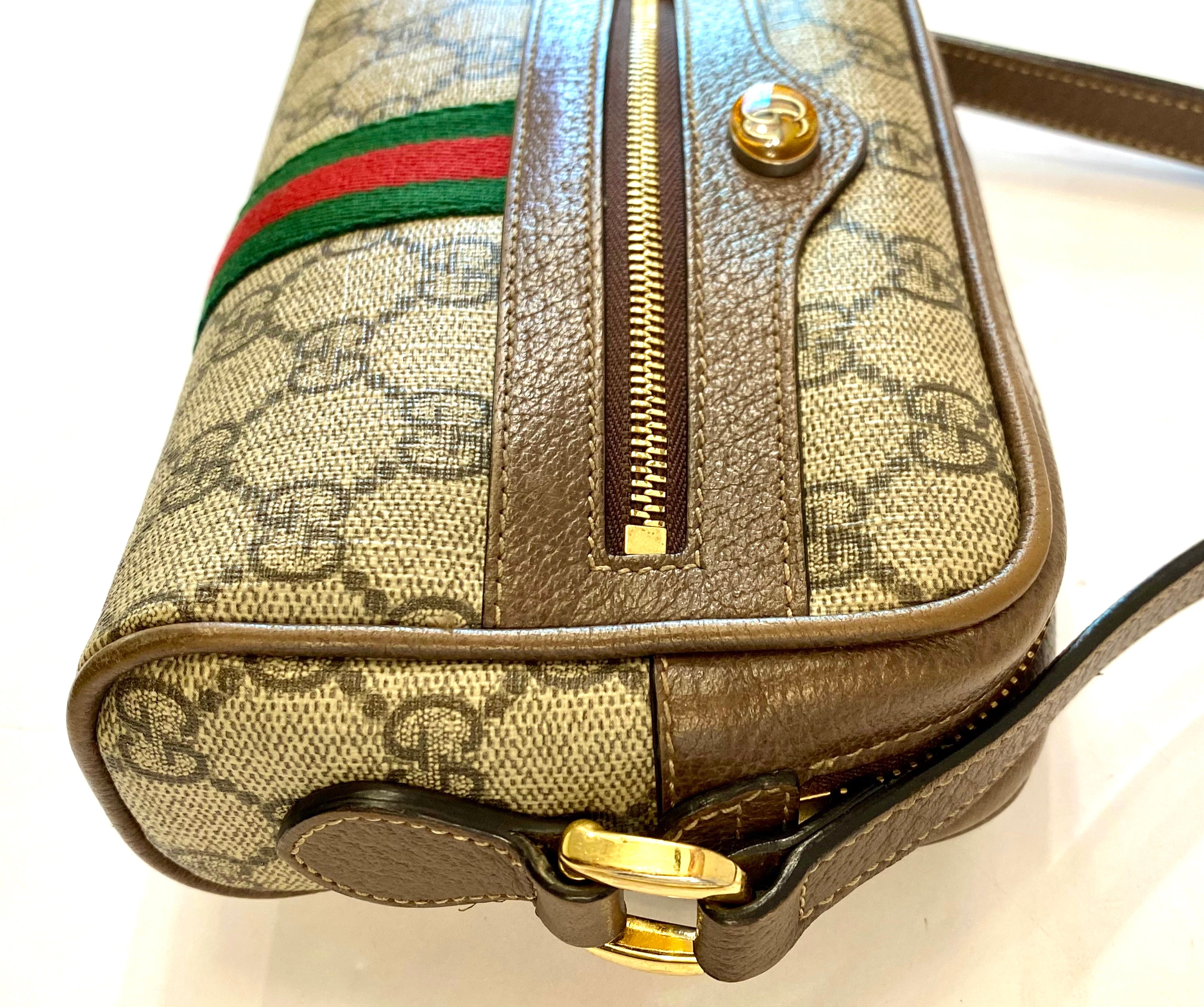 GUCCI GG SUPREME MONOGRAM WEB MINI OPHIDIA CROSSBODY