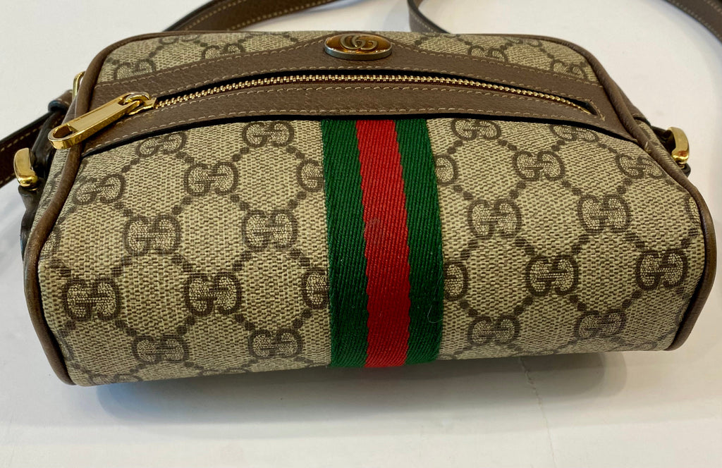 GUCCI GG SUPREME MONOGRAM WEB MINI OPHIDIA CROSSBODY