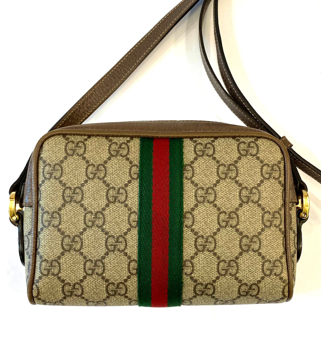 GUCCI GG SUPREME MONOGRAM WEB MINI OPHIDIA CROSSBODY