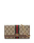 GUCCI GG SUPREME MONOGRAM WEB OPHIDIA WALLET ON CHAIN