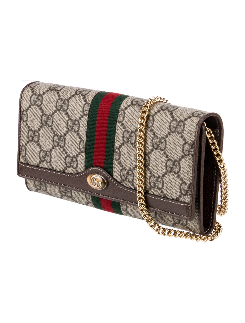 GUCCI GG SUPREME MONOGRAM WEB OPHIDIA WALLET ON CHAIN
