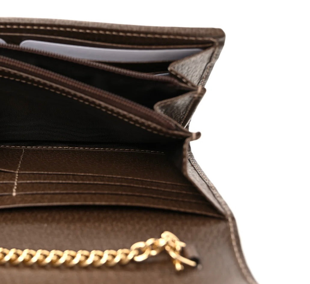 GUCCI GG SUPREME MONOGRAM WEB OPHIDIA WALLET ON CHAIN