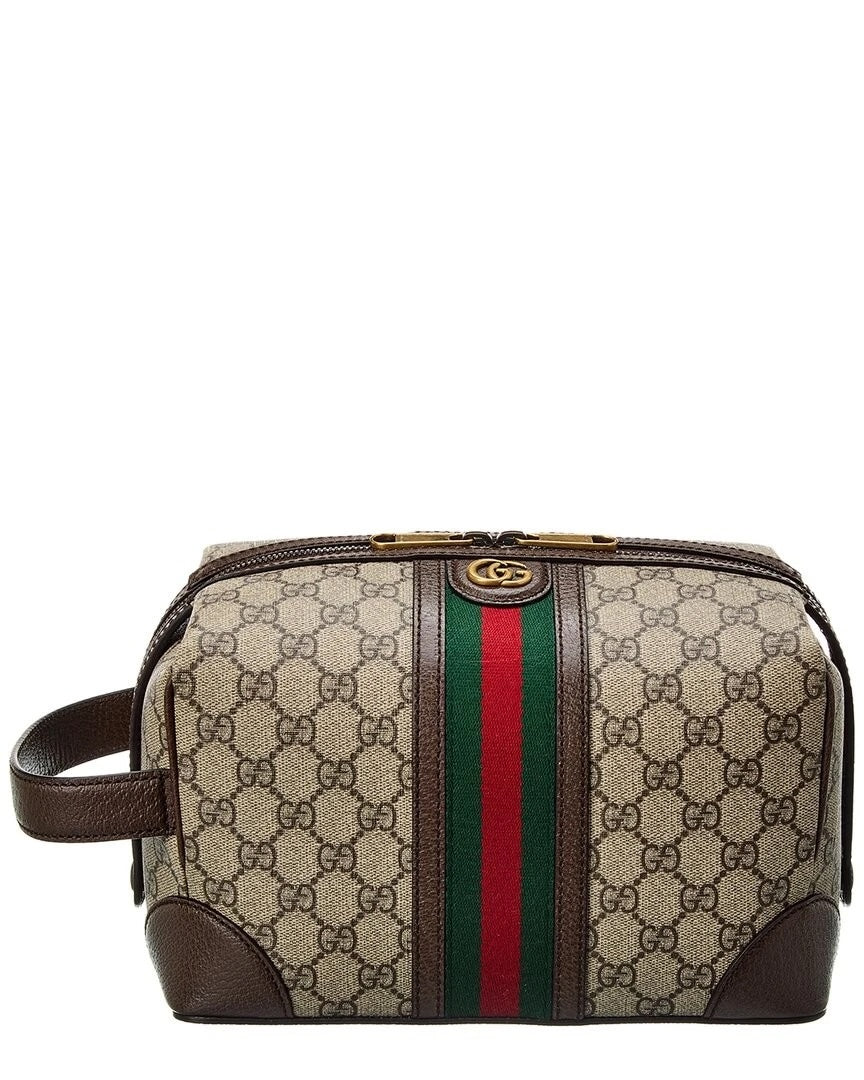 GUCCI GG SUPREME MONOGRAM WEB SAVOY TOILETRY BAG