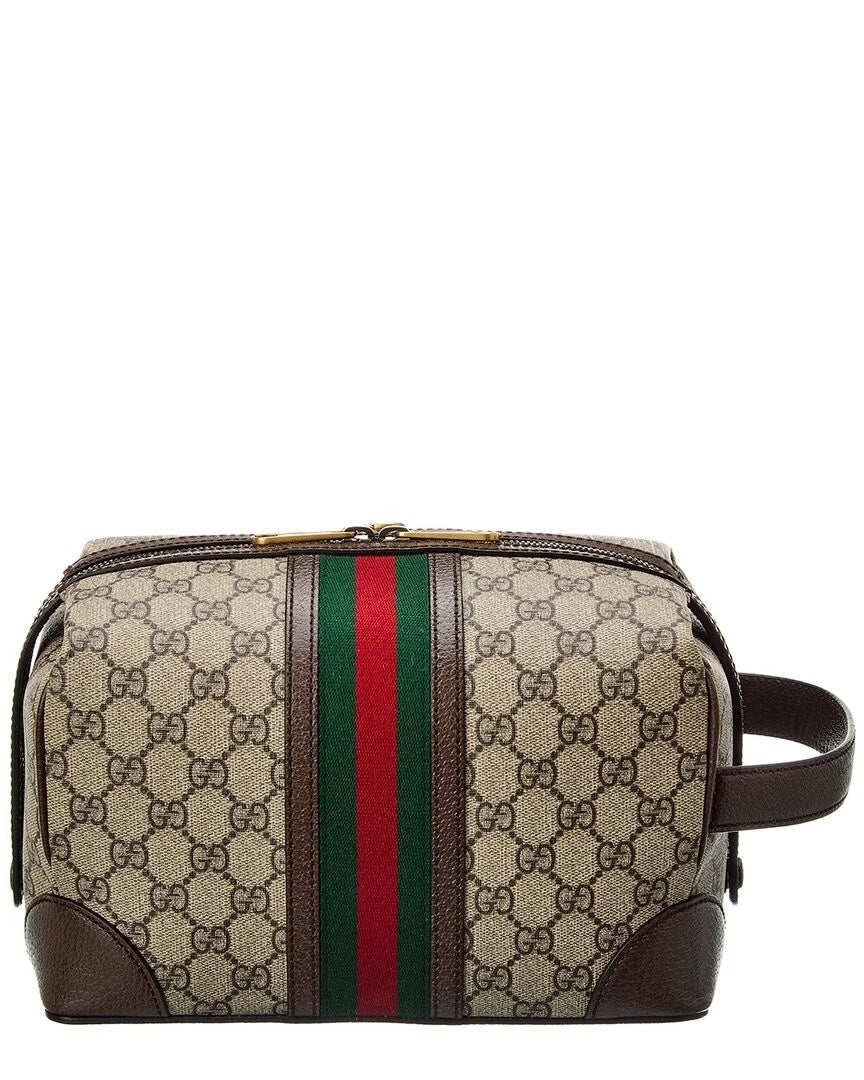 GUCCI GG SUPREME MONOGRAM WEB SAVOY TOILETRY BAG