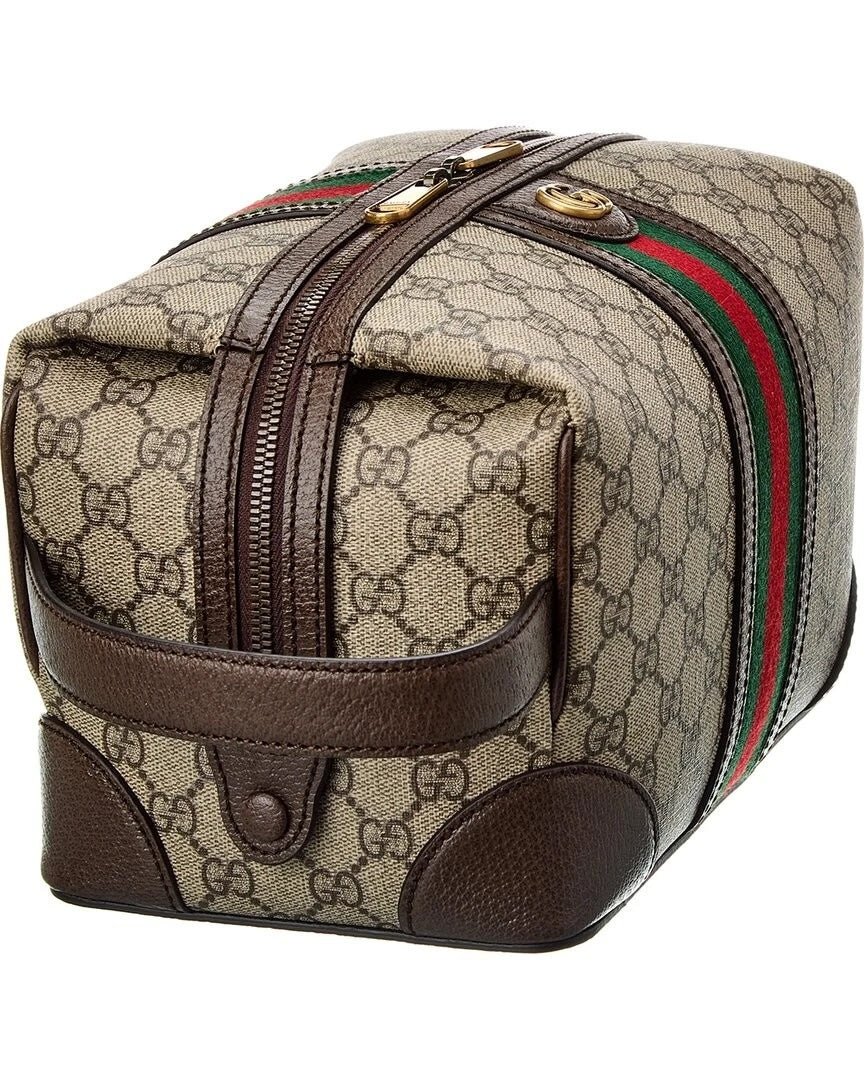 GUCCI GG SUPREME MONOGRAM WEB SAVOY TOILETRY BAG