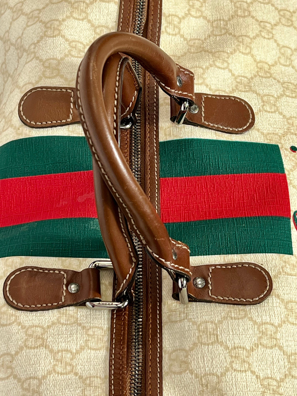 GUCCI GG SUPREME WEB LARGE DUFFLE BAG