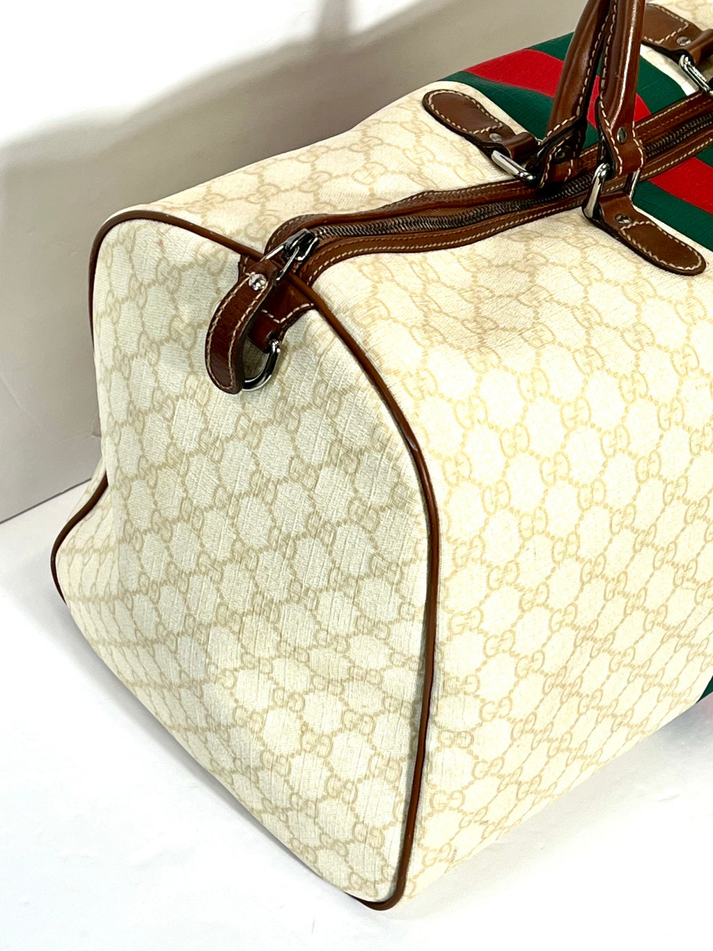 GUCCI GG SUPREME WEB LARGE DUFFLE BAG