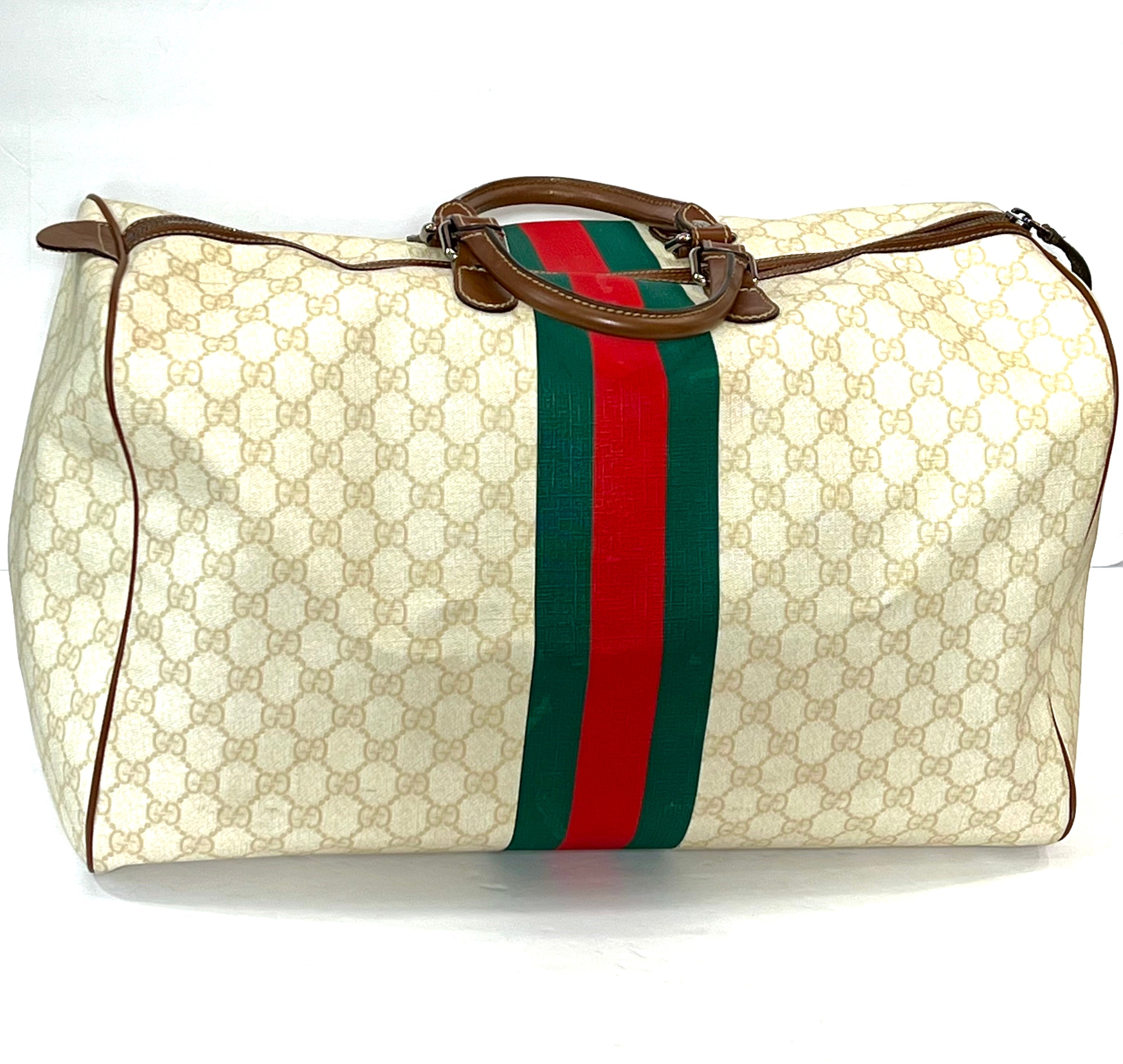 GUCCI GG SUPREME WEB LARGE DUFFLE BAG