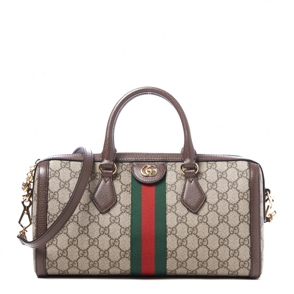 GUCCI GG SUPREME WEB BOSTON MEDIUM HANDLE BAG