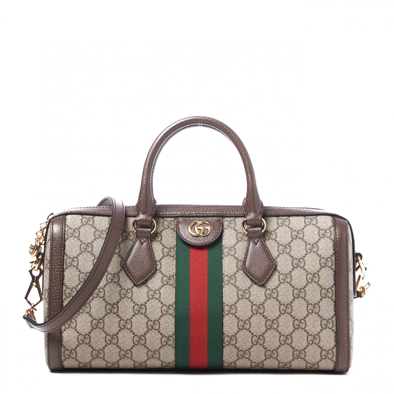 GUCCI GG SUPREME WEB BOSTON MEDIUM HANDLE BAG