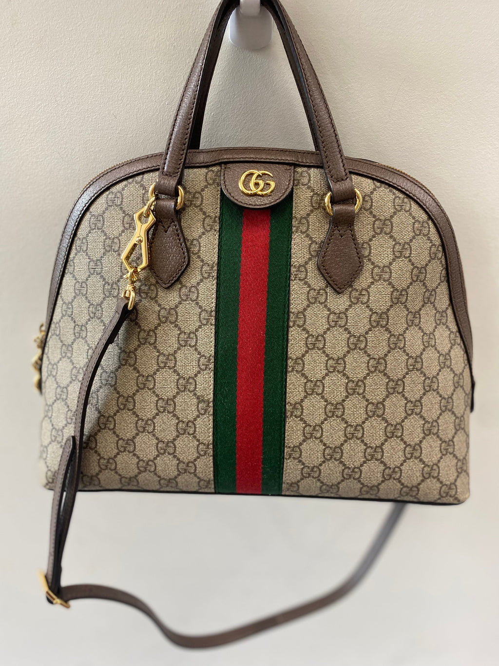 GUCCI GG SUPREME WEB MEDIUM OPHIDIA DOME BAG
