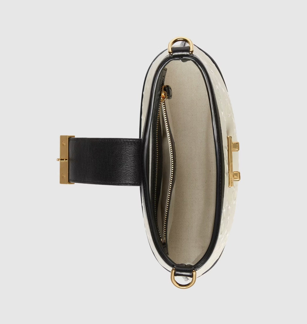 GUCCI GG EMBOSSED LEATHER SHOULDER BAG