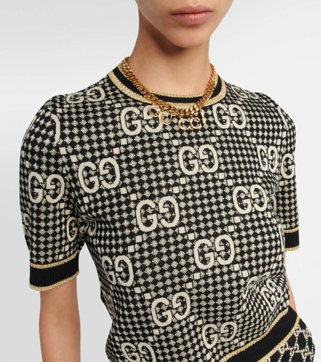 GUCCI GG WOOL BLEND JACQUARD TOP