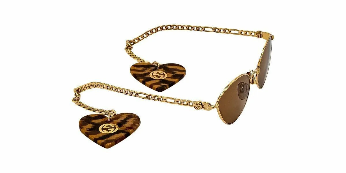 GUCCI GOLD CHAIN CAT-EYE SUNGLASSES