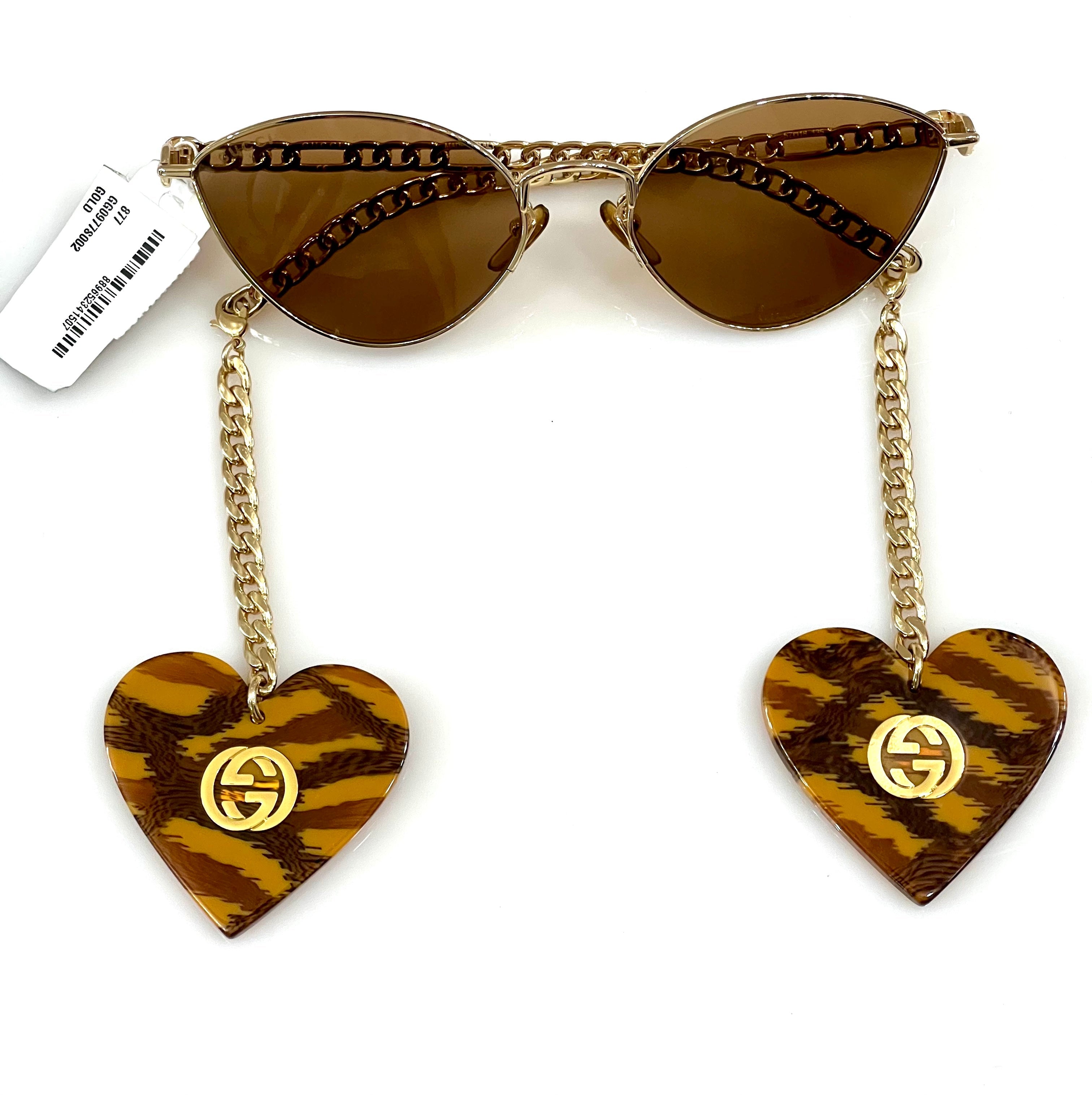 GUCCI GOLD CHAIN CAT-EYE SUNGLASSES