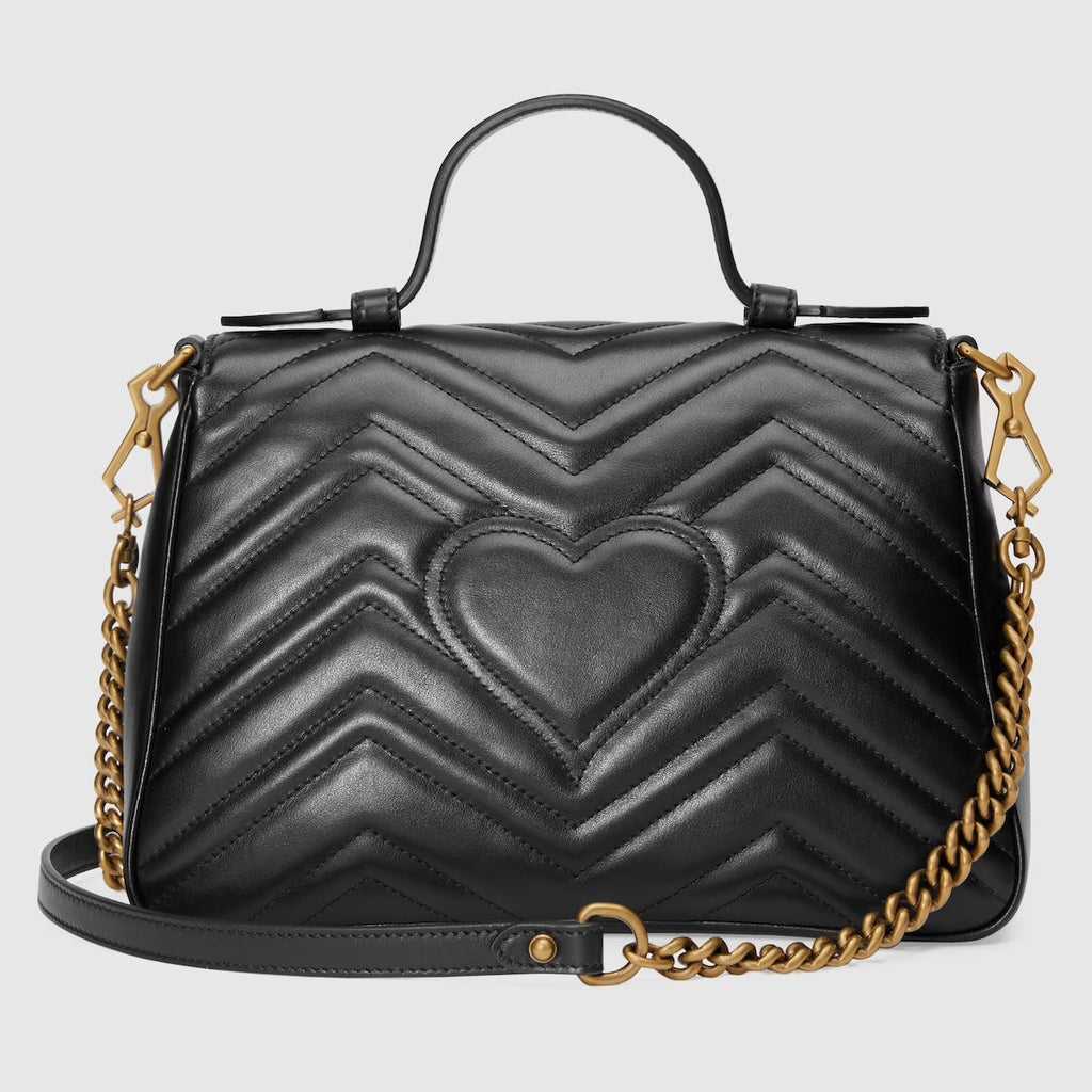 GUCCI GG MARMONT CALFSKIN LEATHER SMALL TOP HANDLE BAG