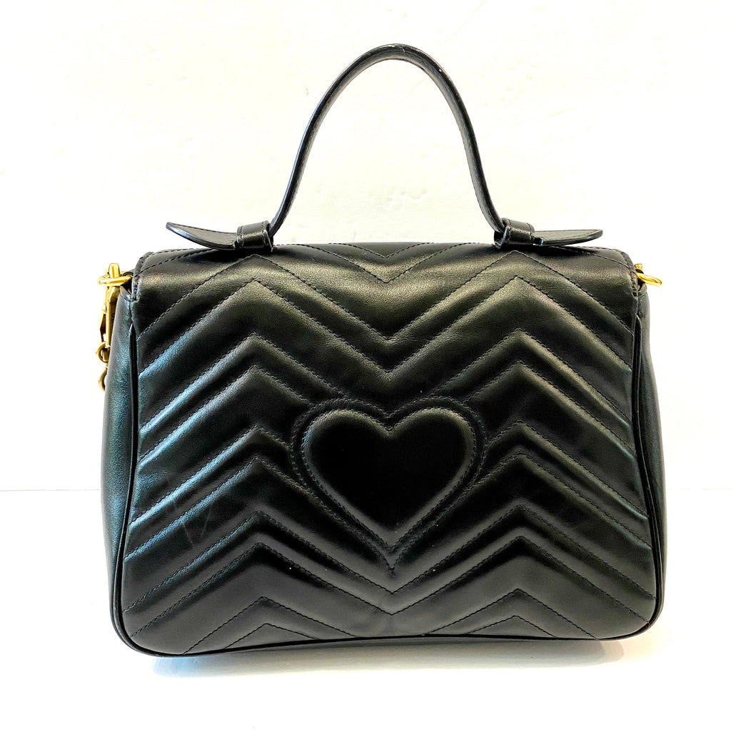 GUCCI GG MARMONT CALFSKIN LEATHER SMALL TOP HANDLE BAG