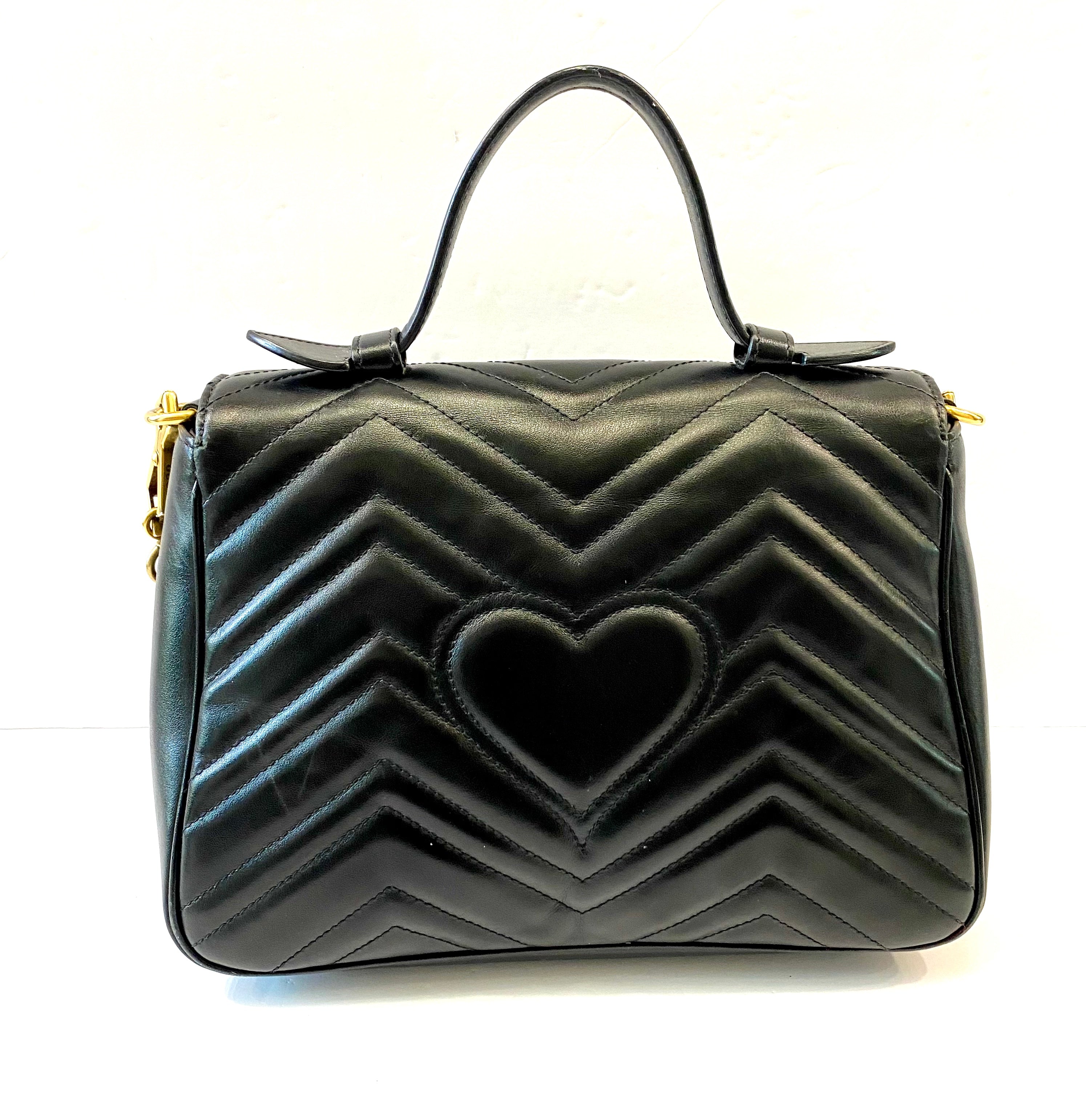 GUCCI GG MARMONT CALFSKIN LEATHER SMALL TOP HANDLE BAG