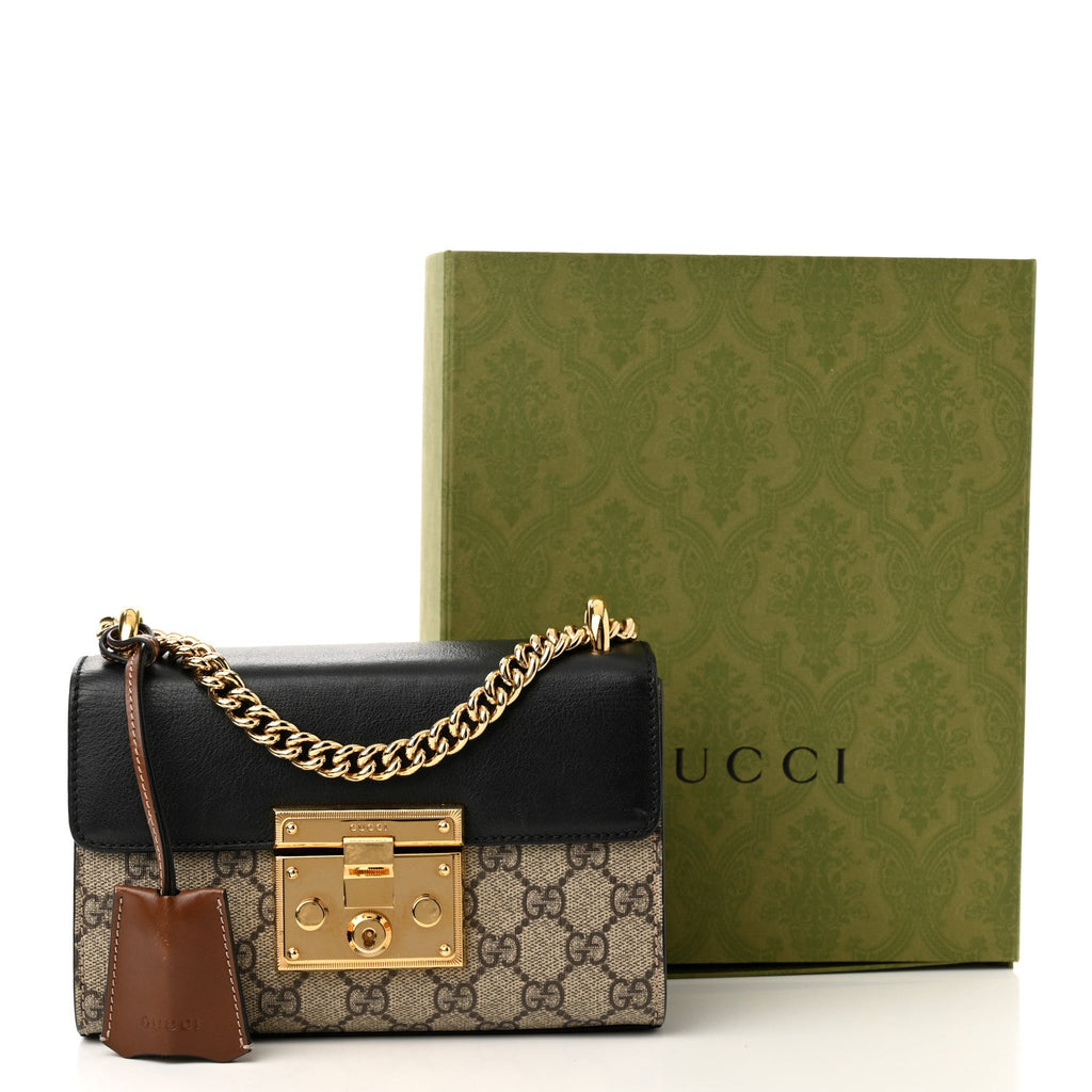 GUCCI GG SUPREME SMALL PADLOCK CHAIN BAG