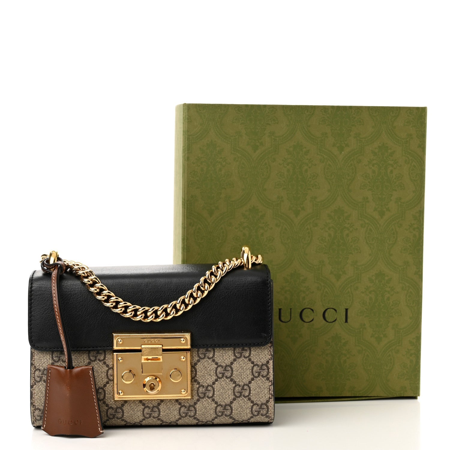 GUCCI GG SUPREME SMALL PADLOCK CHAIN BAG