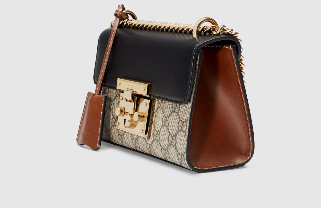 GUCCI GG SUPREME SMALL PADLOCK CHAIN BAG