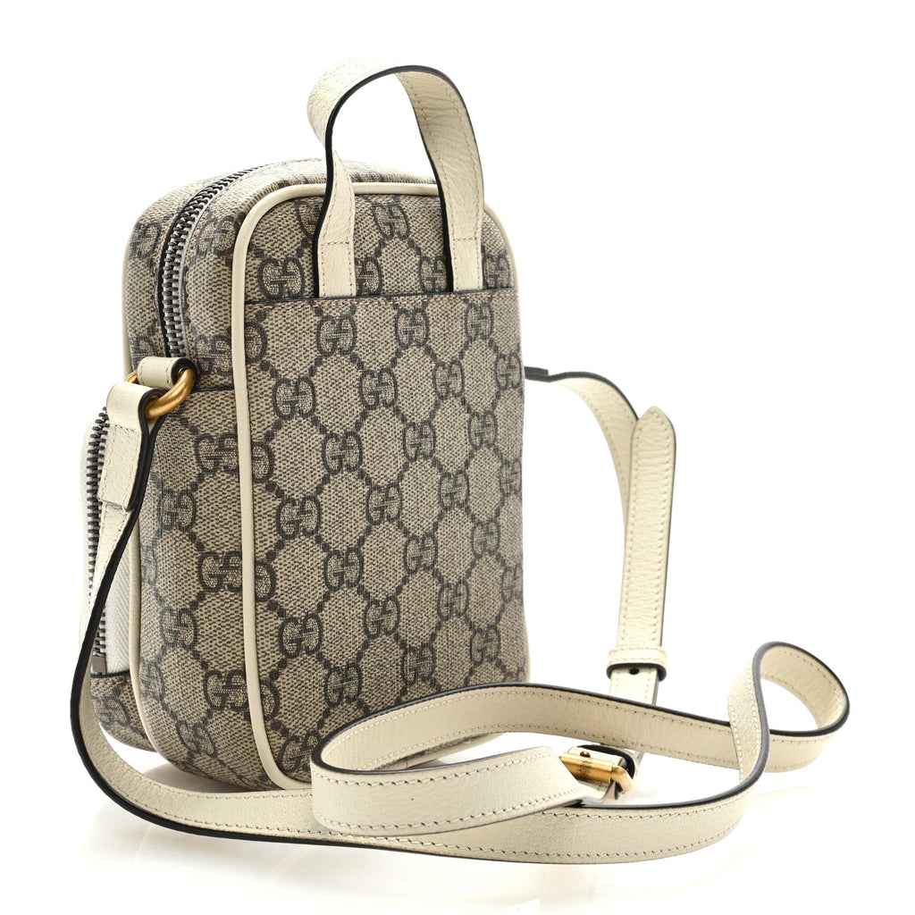 GUCCI GG SUPREME WEB MINI OPHIDIA DOUBLE ZIP MESSENGER BAG