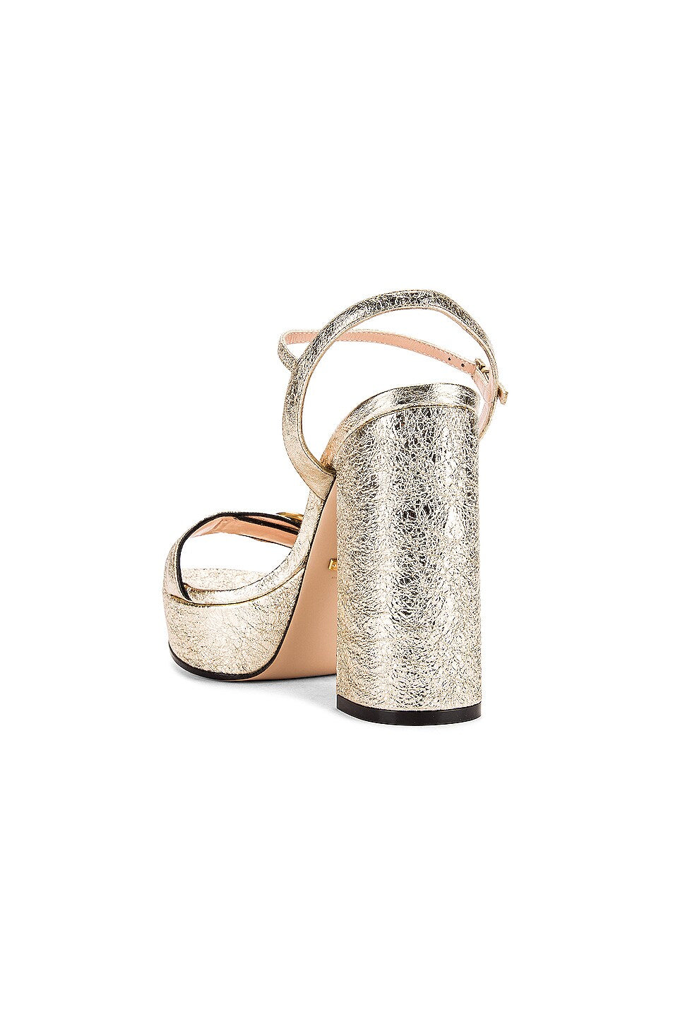 GUCCI GALASSIA GG MARMONT METALLIC CALFSKIN PLATRORM SANDALS