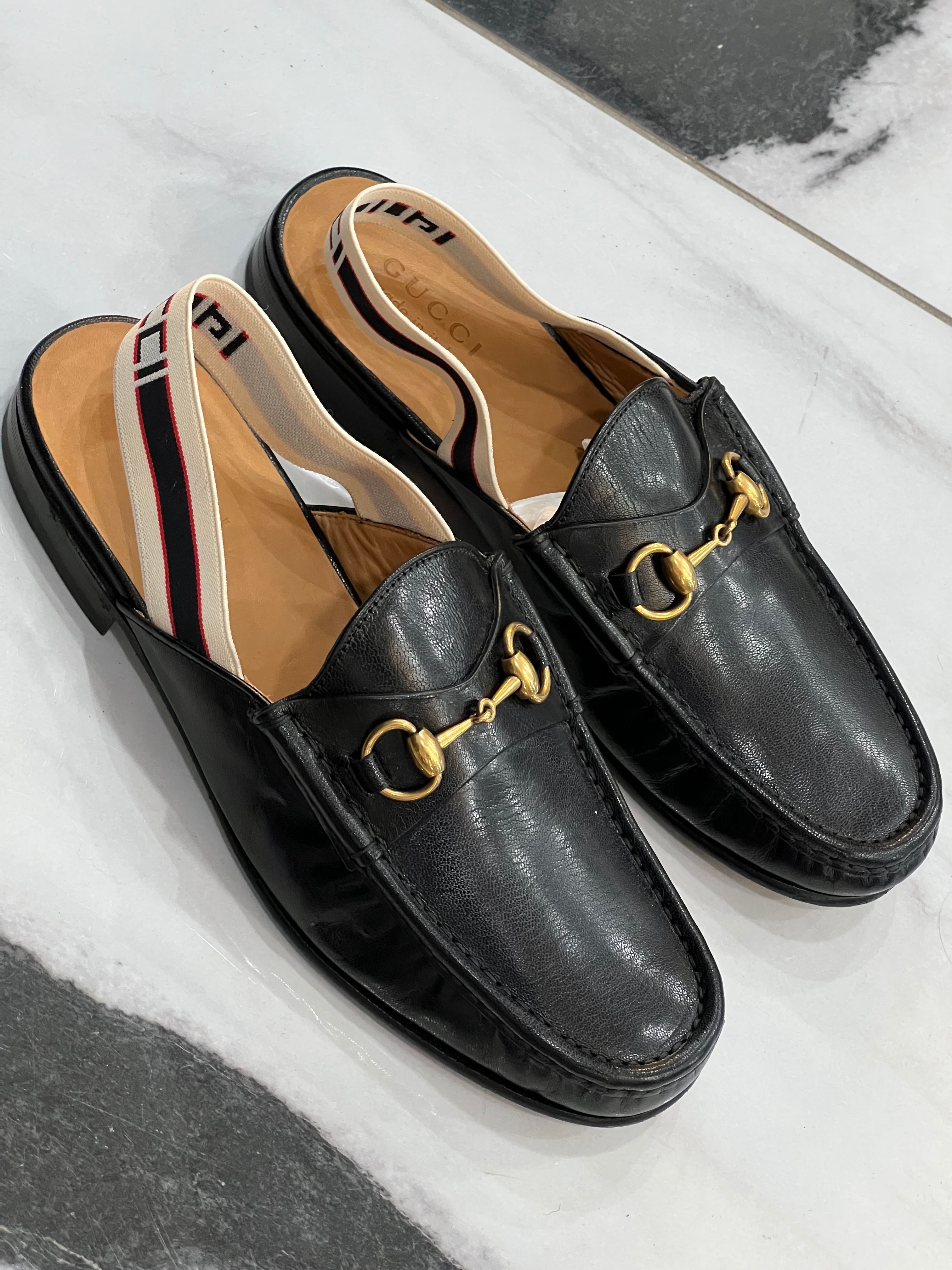 GUCCI GOATSKIN HORSEBIT SLINGBACK MULES