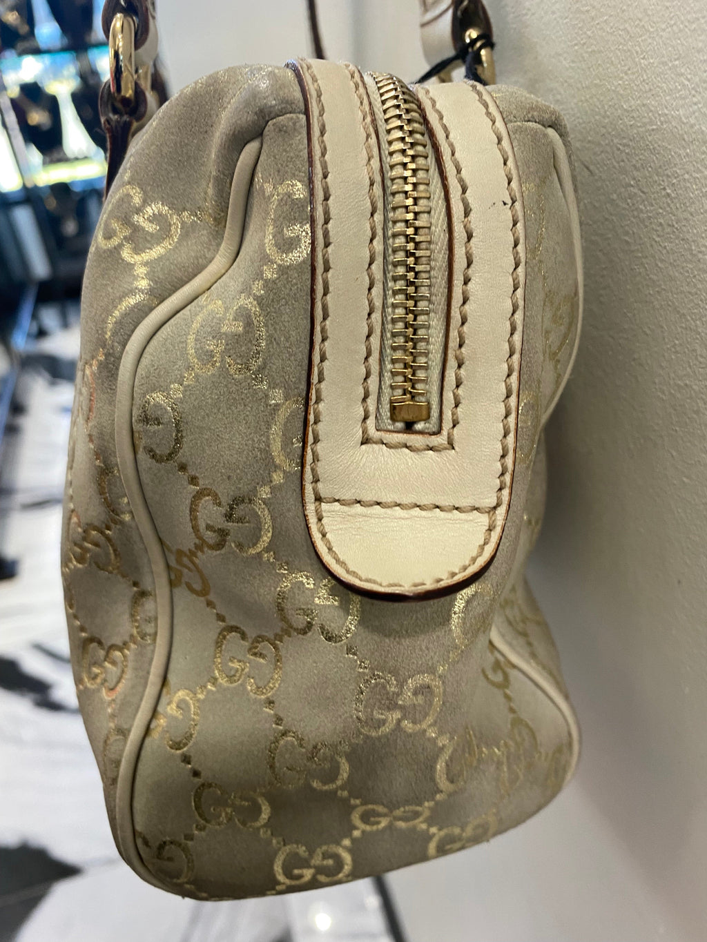 GUCCI GOLD MONOGRAM BOSTON SATCHEL