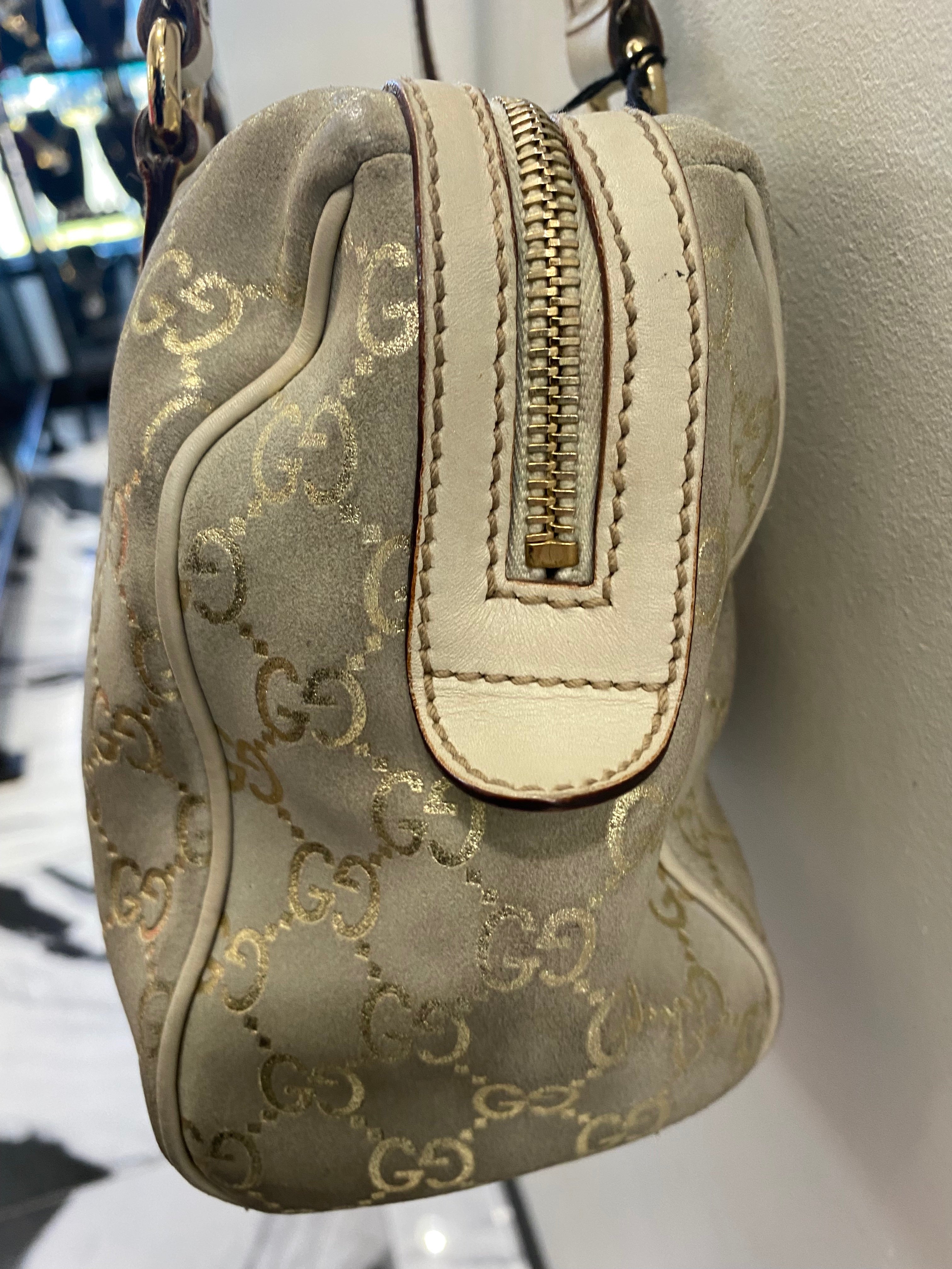 GUCCI GOLD MONOGRAM BOSTON SATCHEL