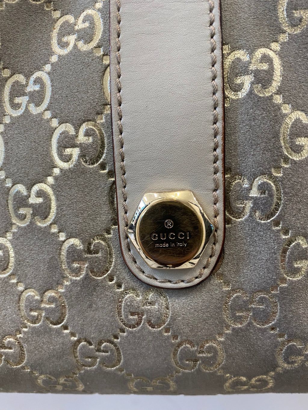GUCCI GOLD MONOGRAM BOSTON SATCHEL