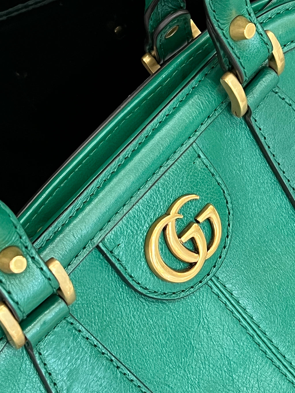 GUCCI LARGE RE BELLE LEATHER DOME BAG