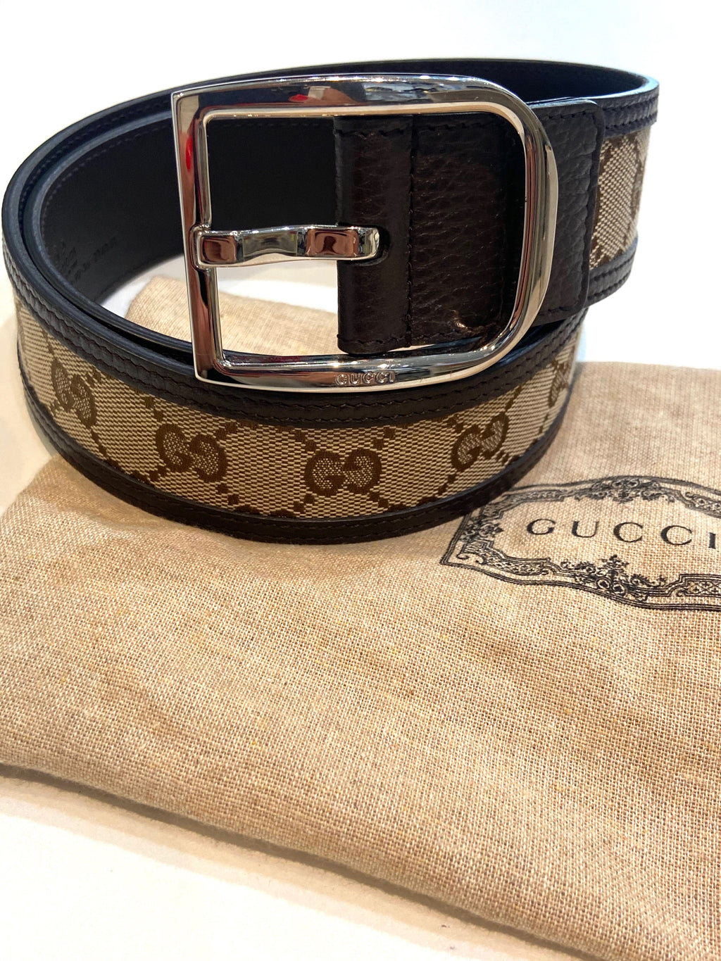 GUCCI GG SUPREME GUCCISSIMA CALFSKIN 40MM PALLADIUM BUCKLE BELT
