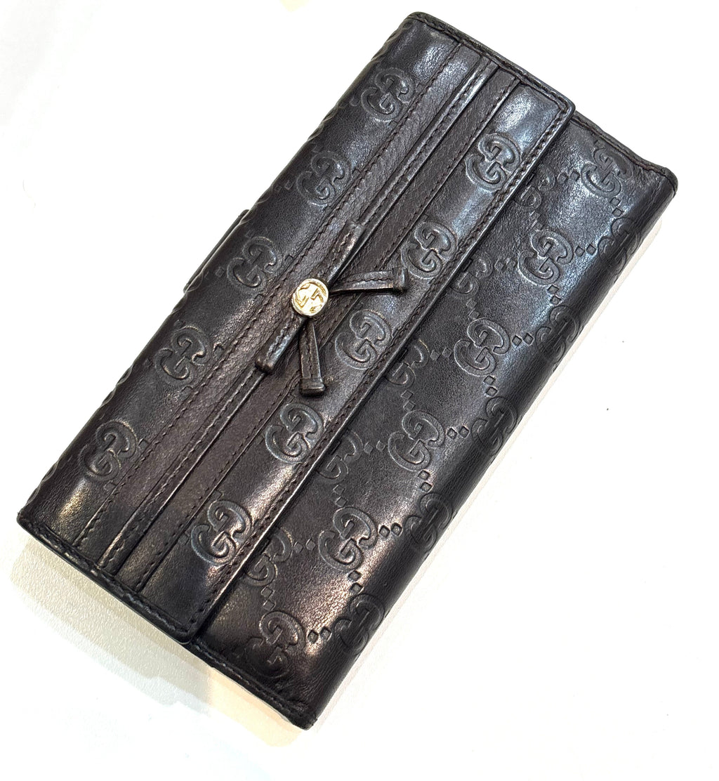 GUCCI GUCCISSIMA MAYFAIR CALFSKIN LEATHER LONG BIFOLD WALLET