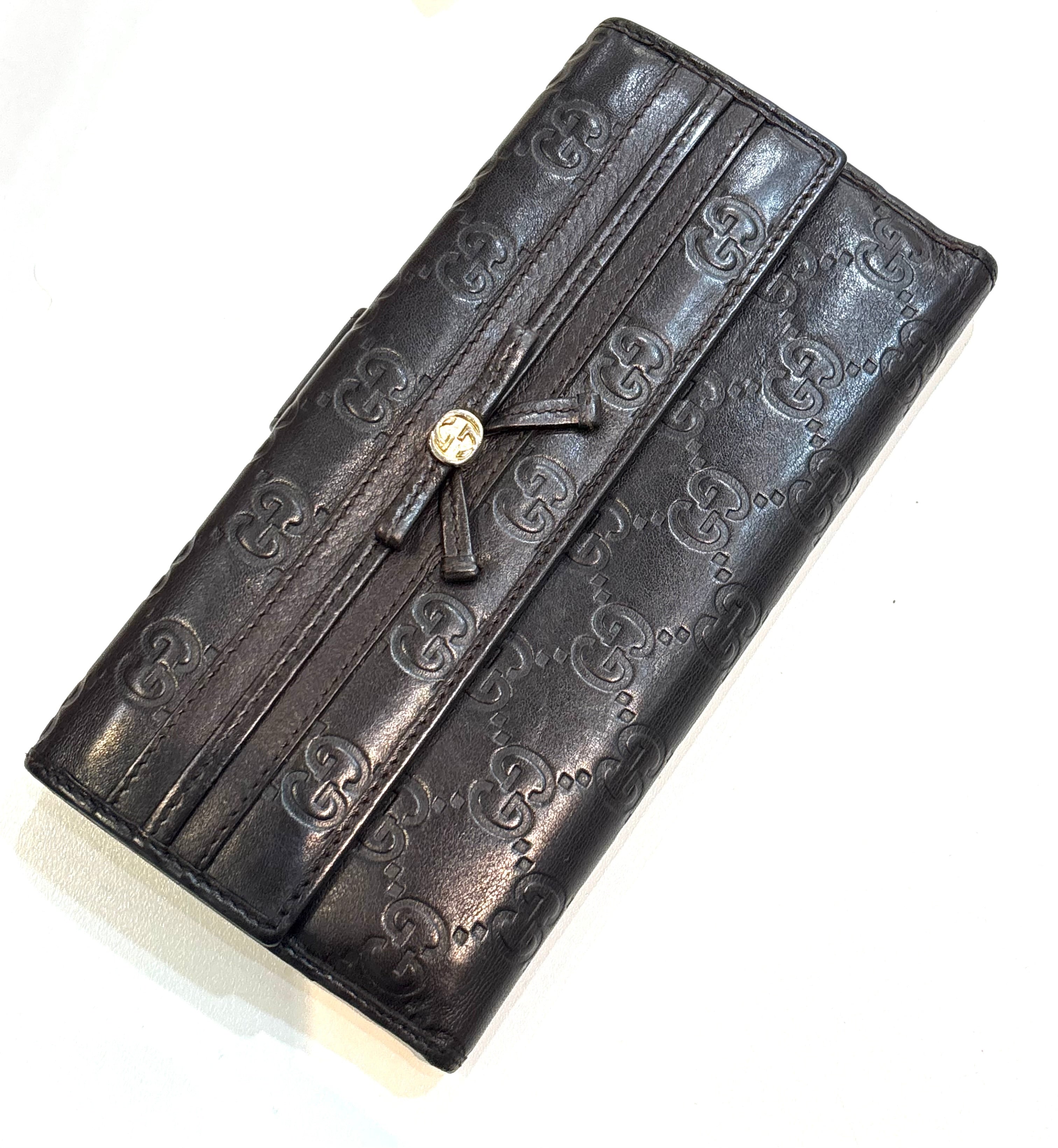 GUCCI GUCCISSIMA MAYFAIR CALFSKIN LEATHER LONG BIFOLD WALLET