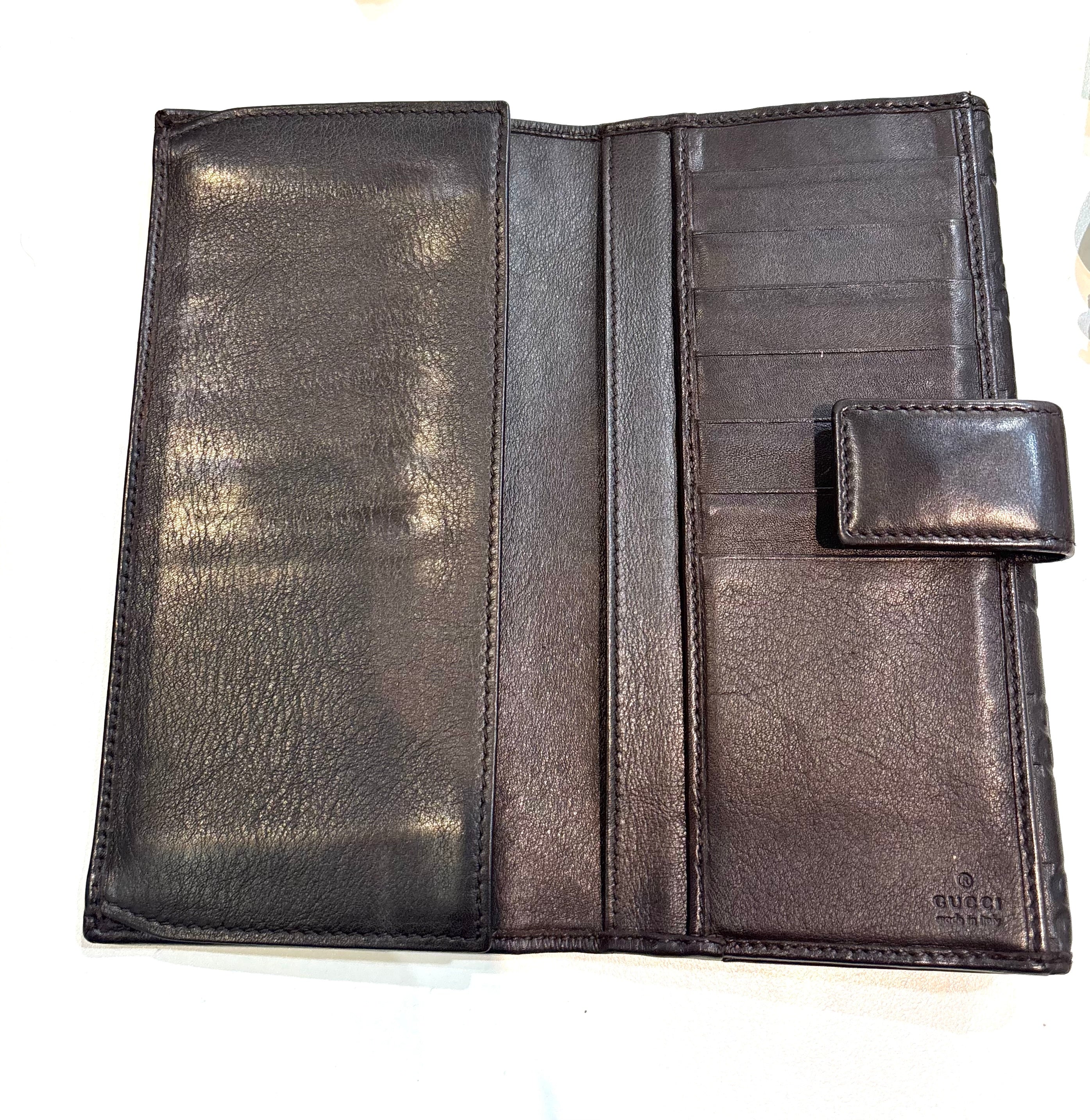 GUCCI GUCCISSIMA MAYFAIR CALFSKIN LEATHER LONG BIFOLD WALLET