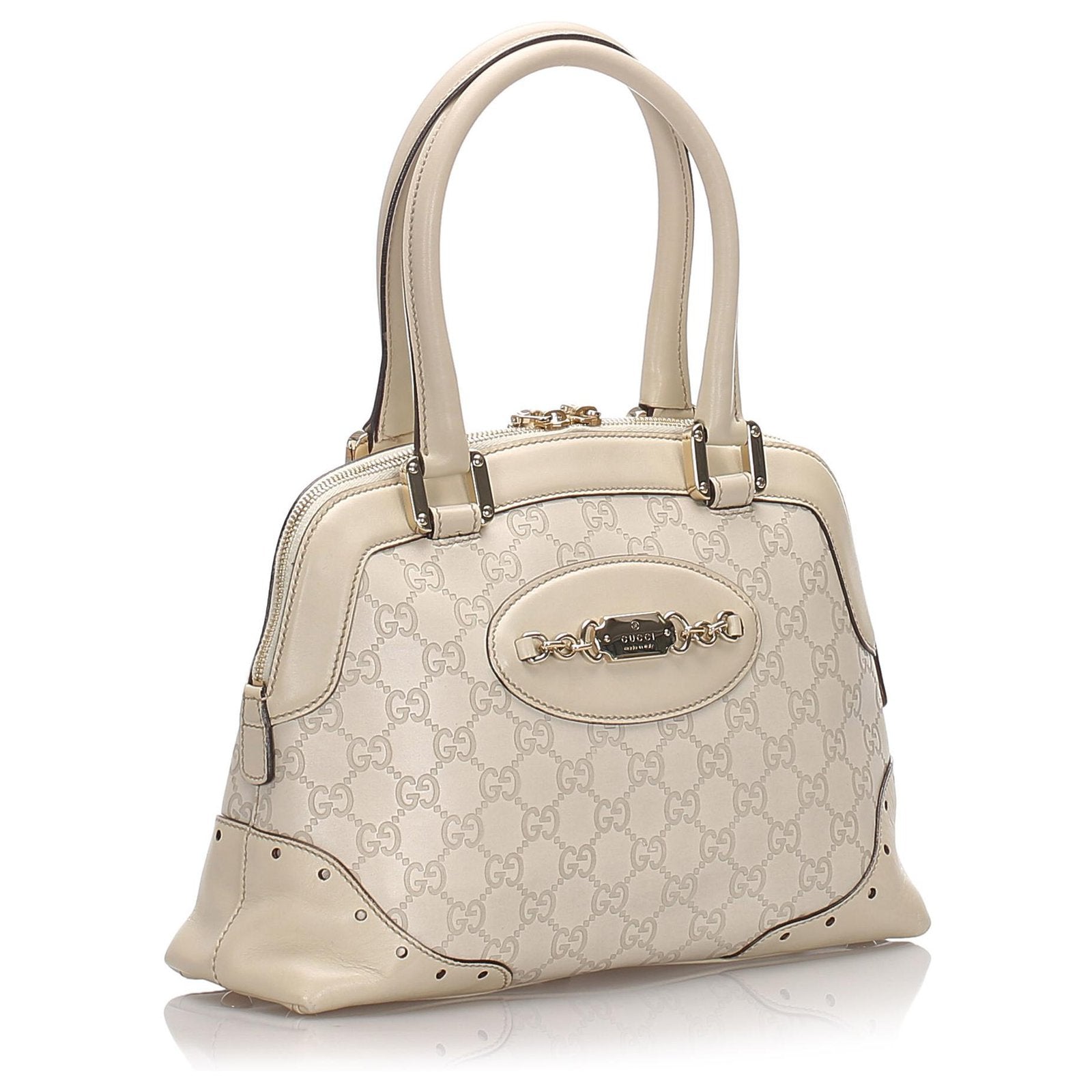GUCCI GUCCISSIMA HORSEBIT LOGO PLAQUE CALFSKIN SHOULDER BAG
