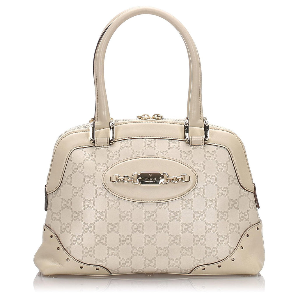 GUCCI GUCCISSIMA HORSEBIT LOGO PLAQUE CALFSKIN SHOULDER BAG