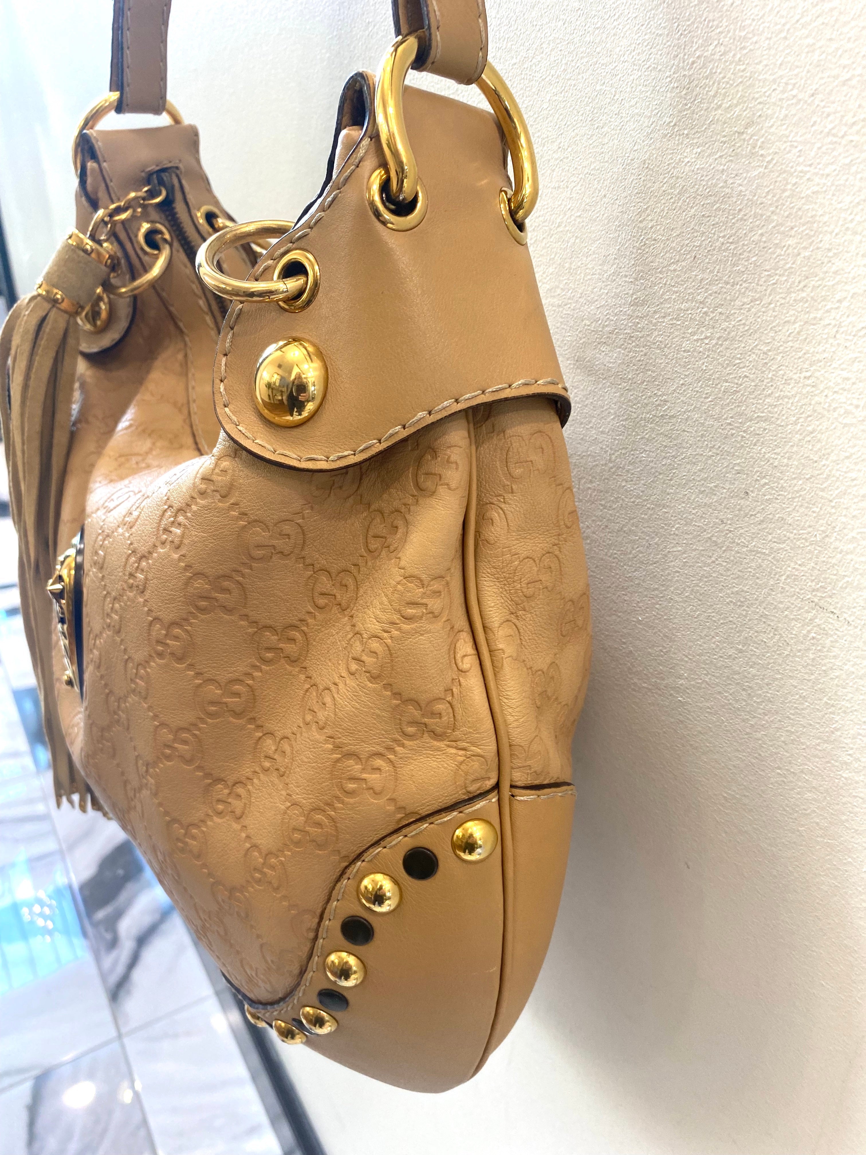 GUCCI GUCCISSIMA LEATHER BABOUSKA HEART HOBO BAG