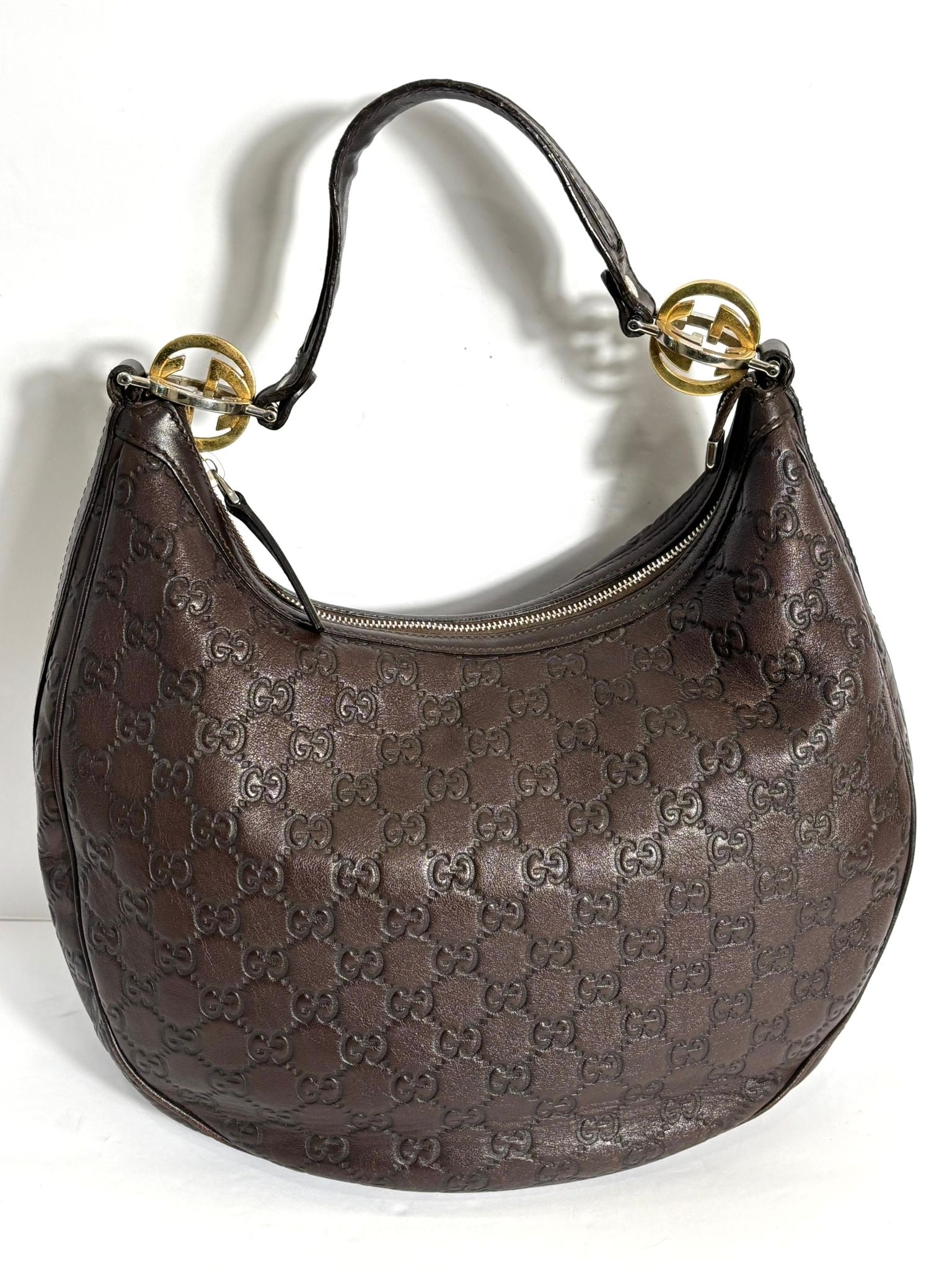 GUCCI GUCCISSIMA MEDIUM GG TWINS LEATHER HOBO BAG