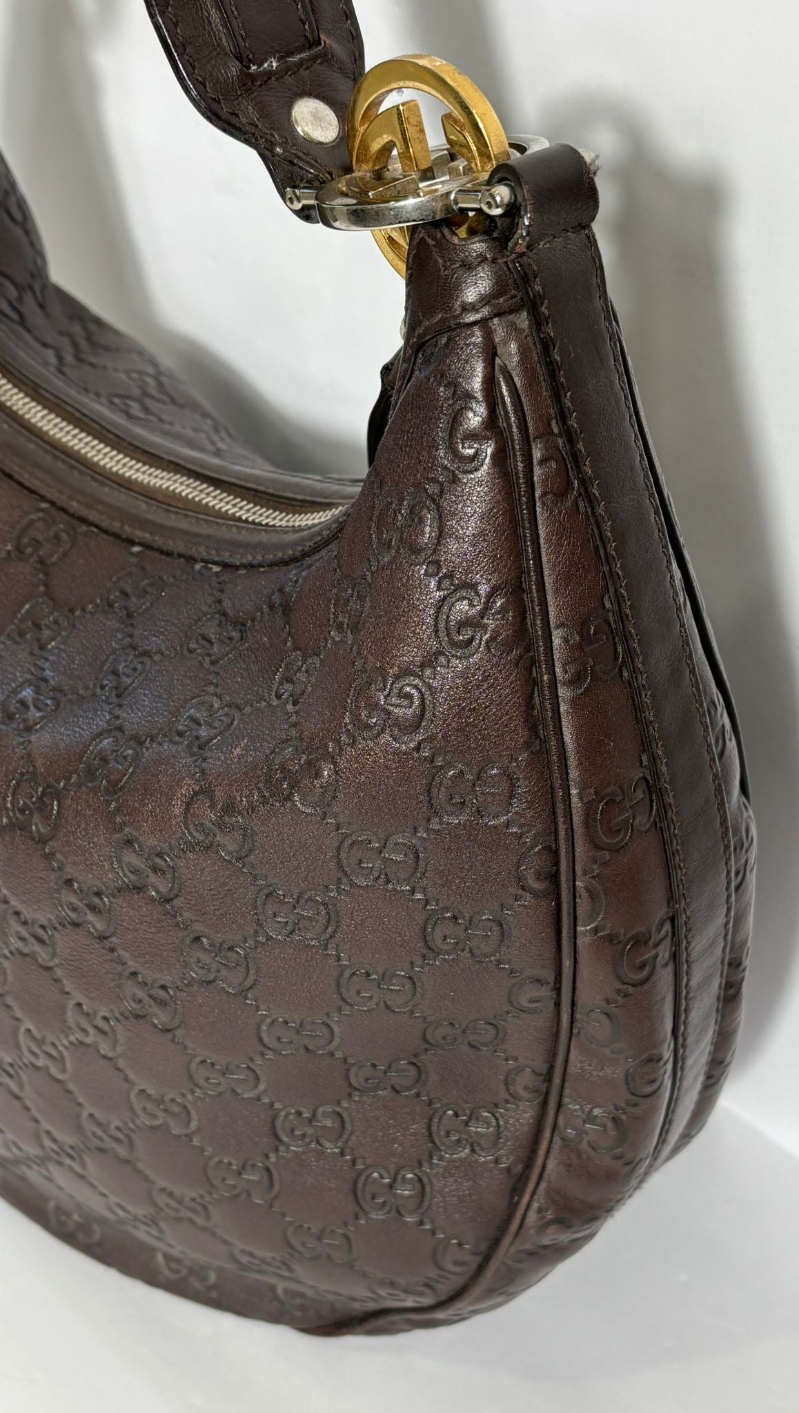 GUCCI GUCCISSIMA MEDIUM GG TWINS LEATHER HOBO BAG