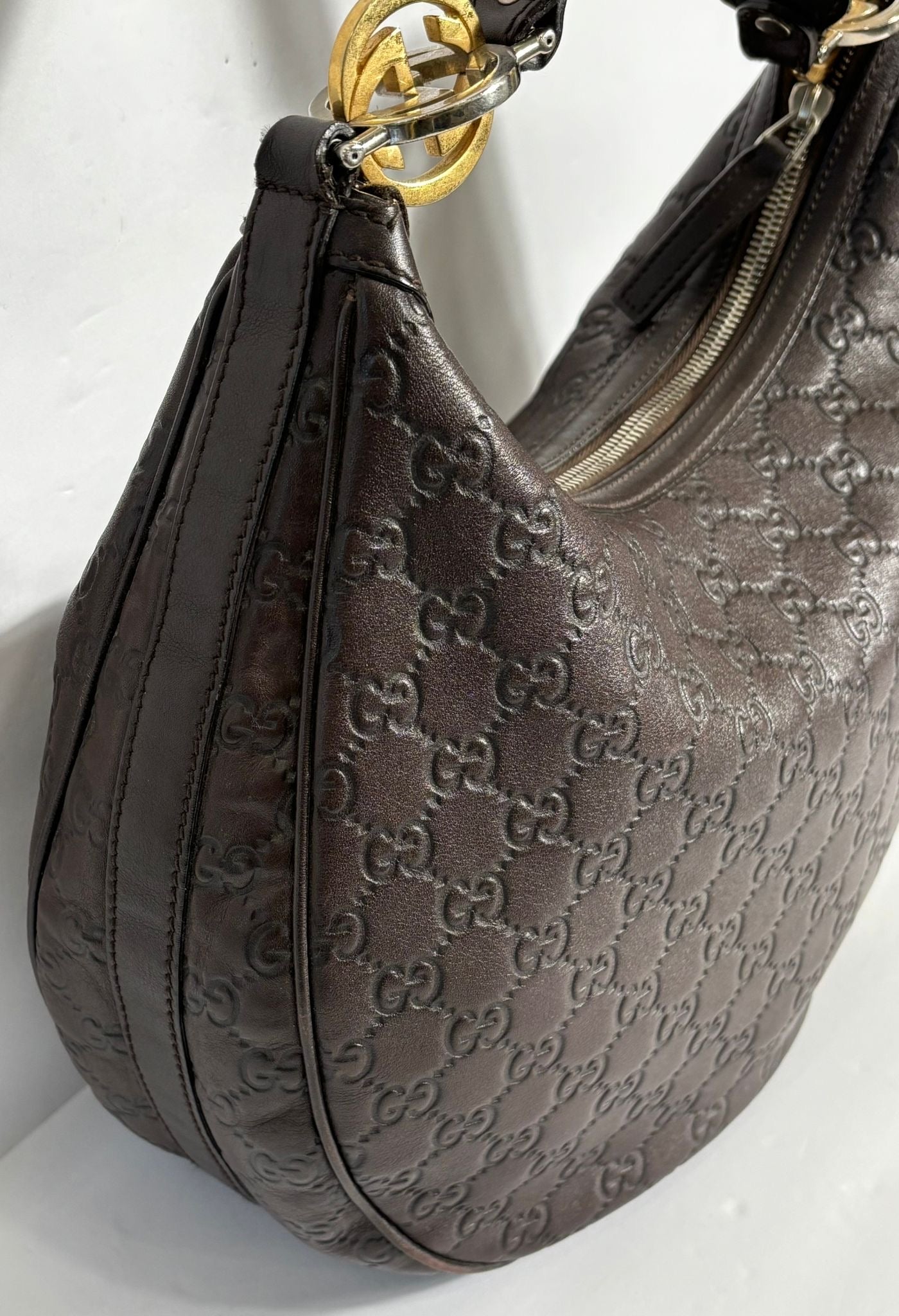 GUCCI GUCCISSIMA MEDIUM GG TWINS LEATHER HOBO BAG