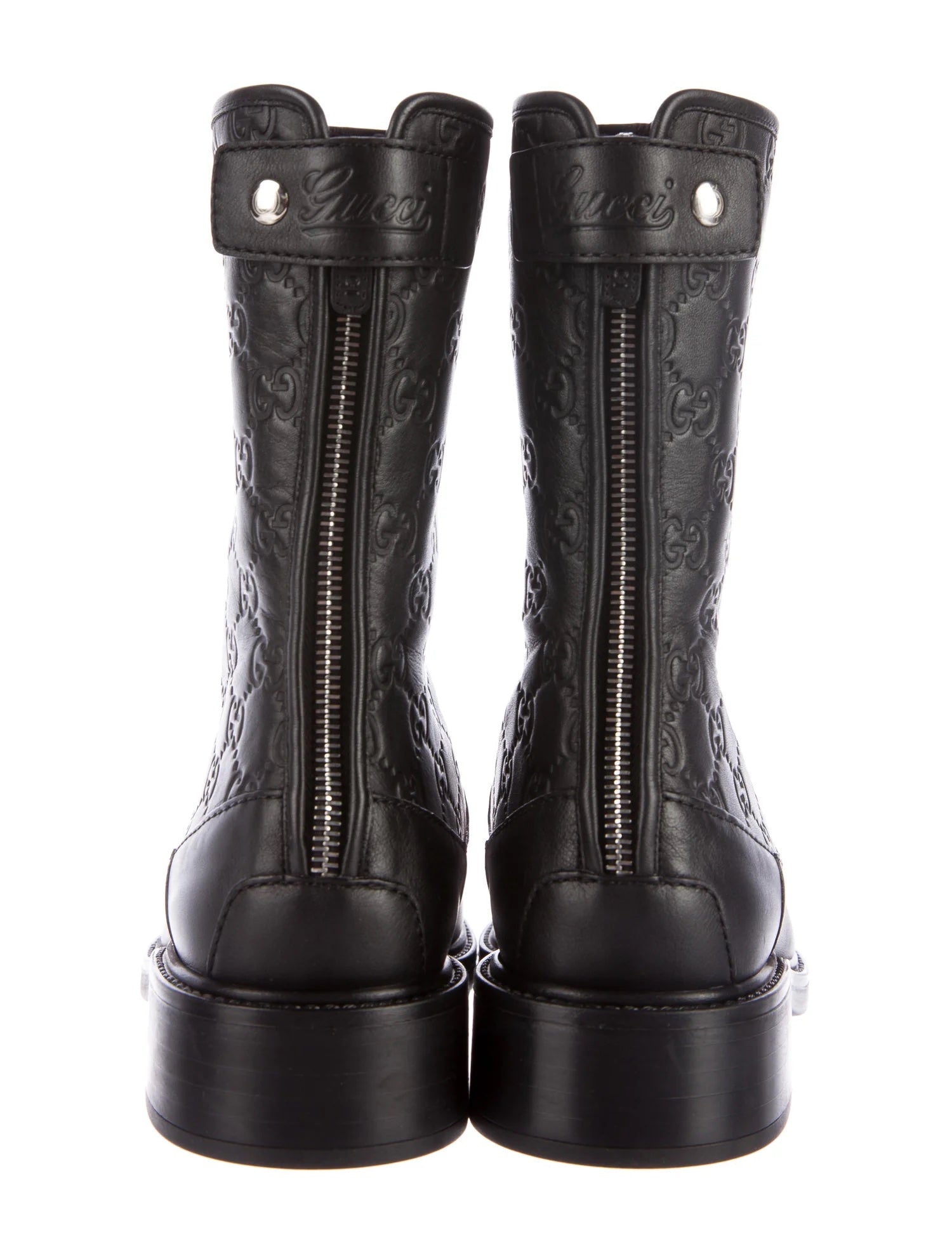 GUCCI GUCCISSIMA  MONOGRAM EMBOSSED LEATHER BOOTS