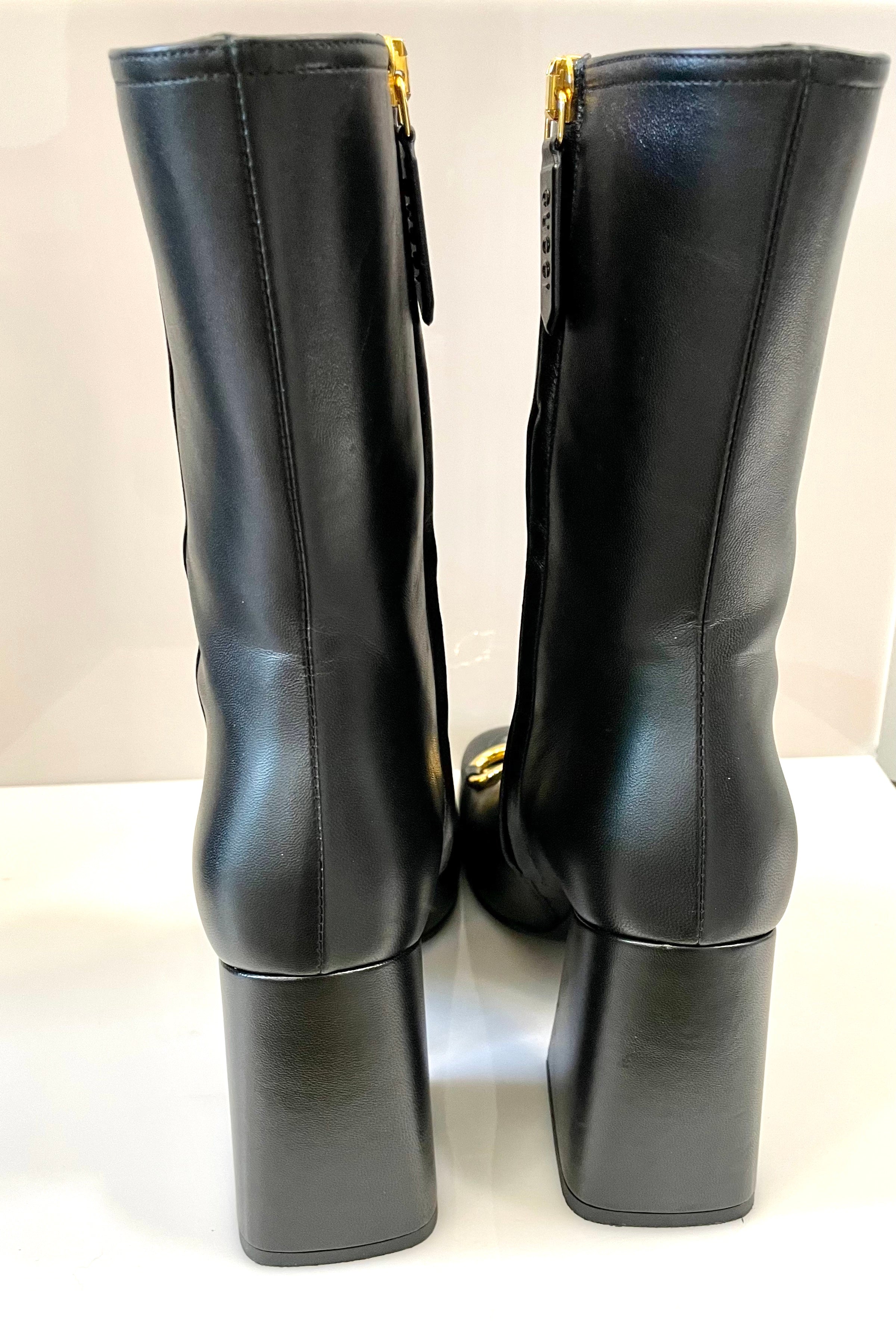 GUCCI NAPPA LEATHER HORSEBIT ANKLE BOOTS