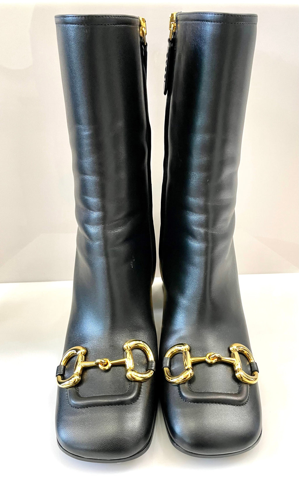 GUCCI NAPPA LEATHER HORSEBIT ANKLE BOOTS
