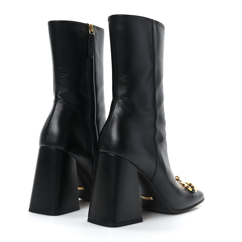 GUCCI NAPPA LEATHER HORSEBIT ANKLE BOOTS