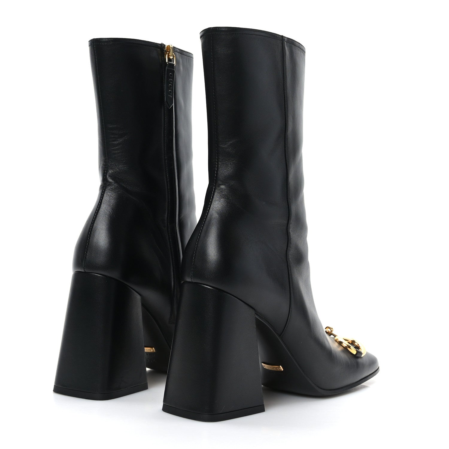 GUCCI NAPPA LEATHER HORSEBIT ANKLE BOOTS